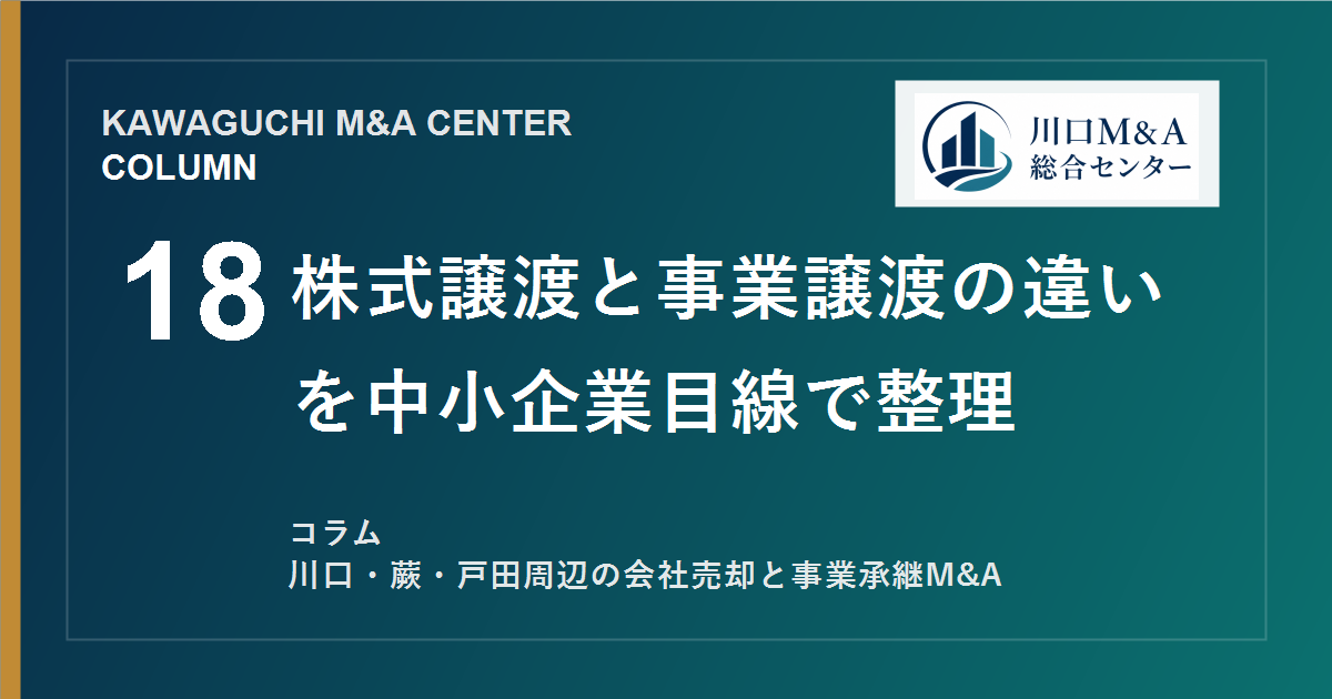 【川口M&Aコラム】株式譲渡と事業譲渡の違いを中小企業目線で整理のアイキャッチ画像
